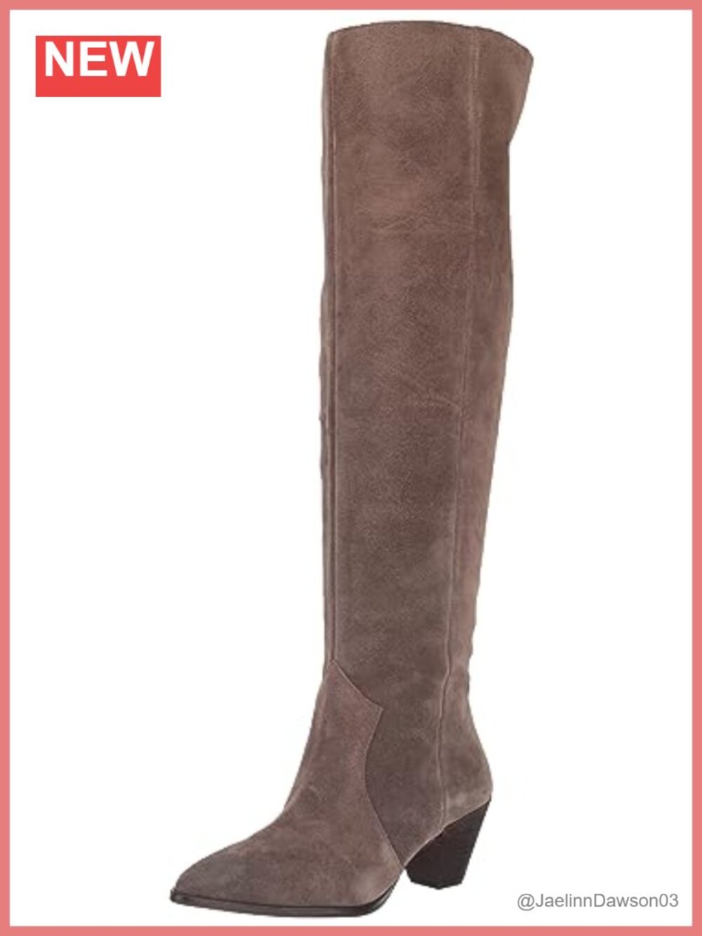 Suede Knee High Boots Block Cone Heel Zip Closure Bootie